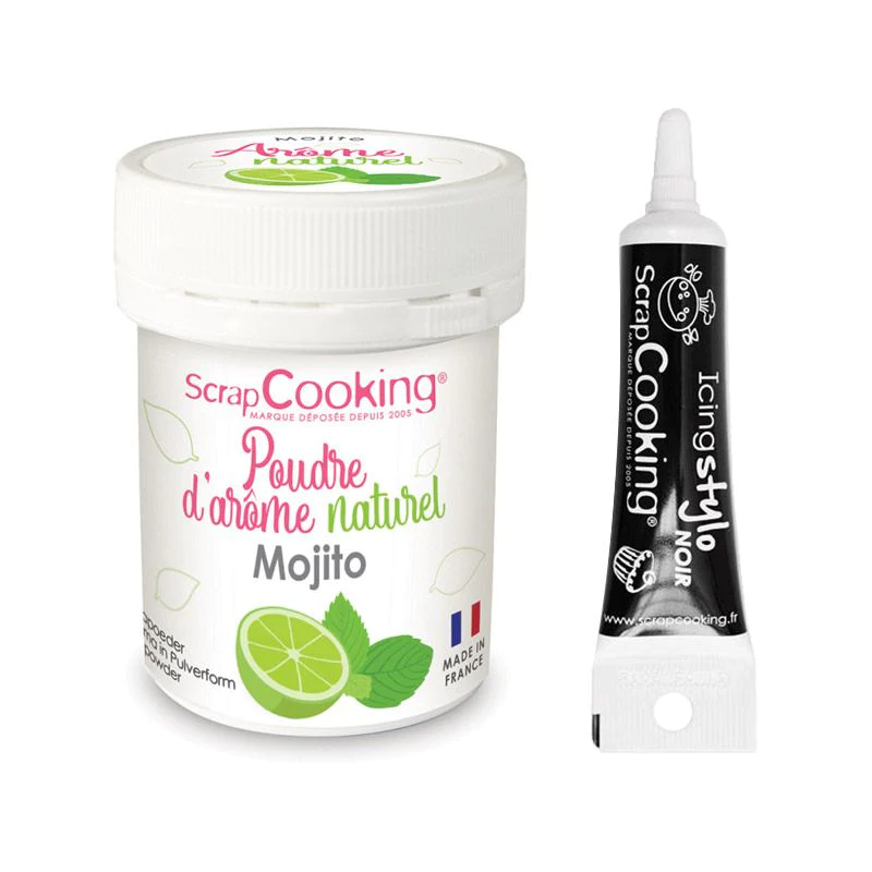 Arôme alimentaire naturel en poudre goût mojito 15 g + Stylo de glaçag