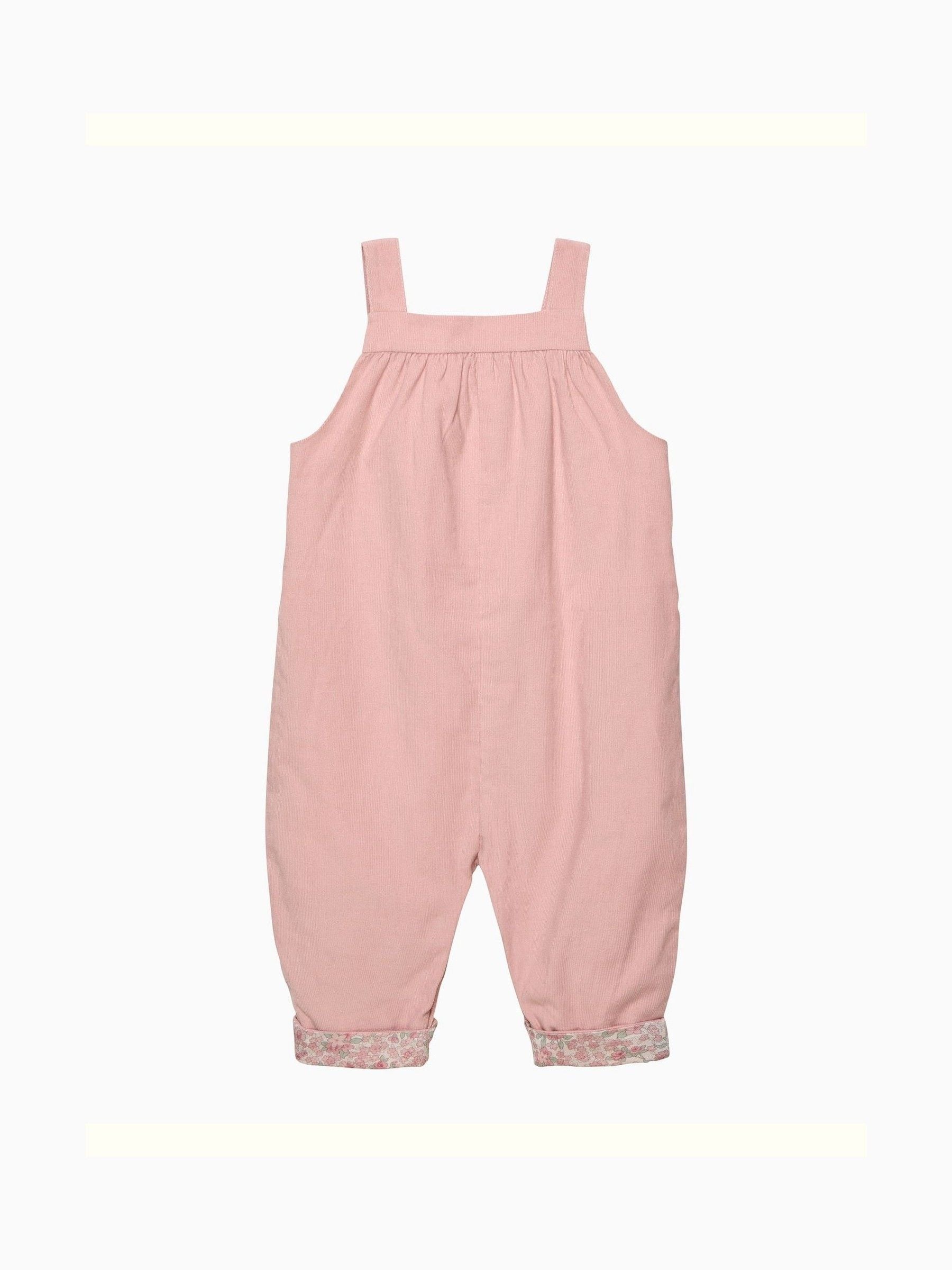 Trotters London Pink Cord Duck Applique Dungarees