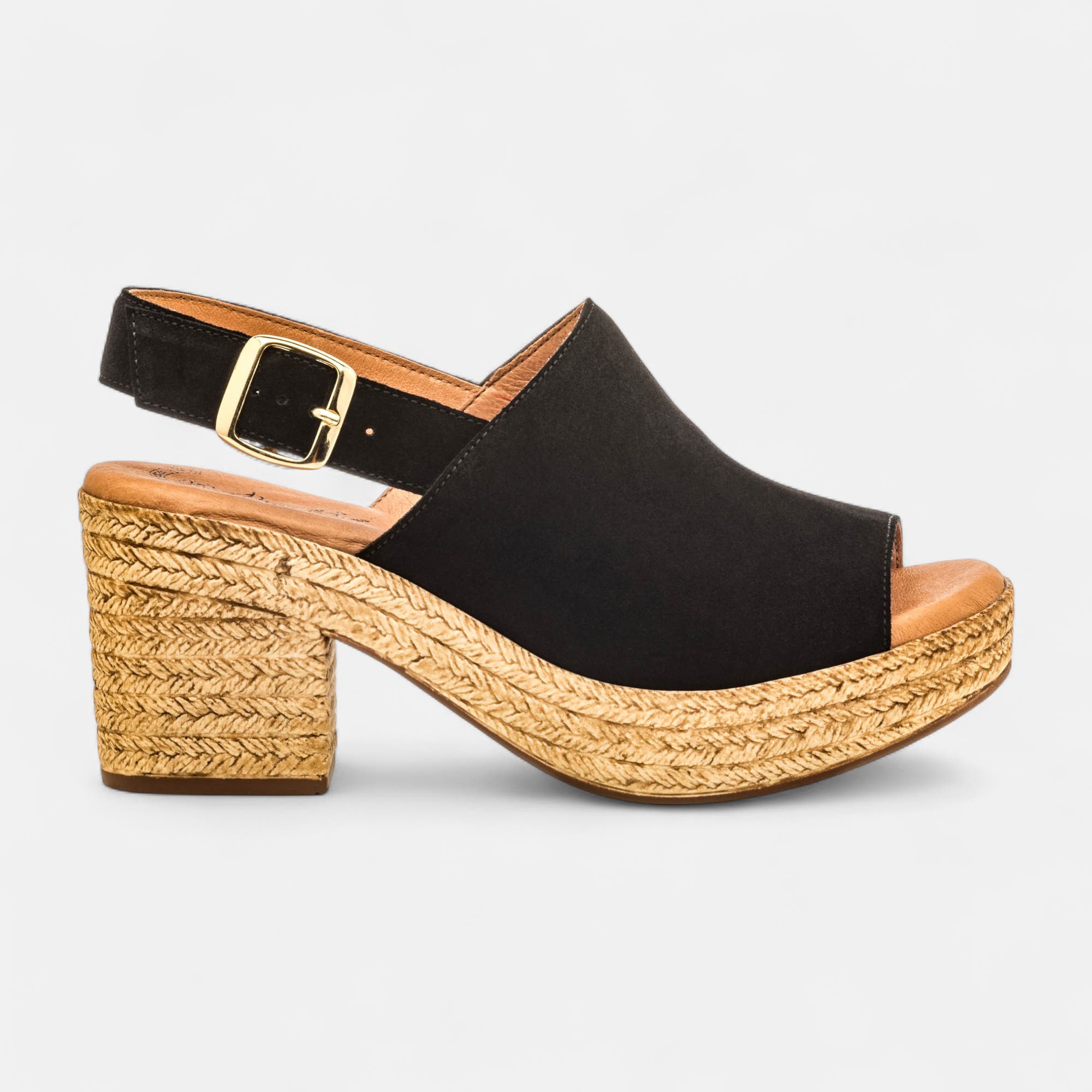 Sandales à talon Femme en cuir noir