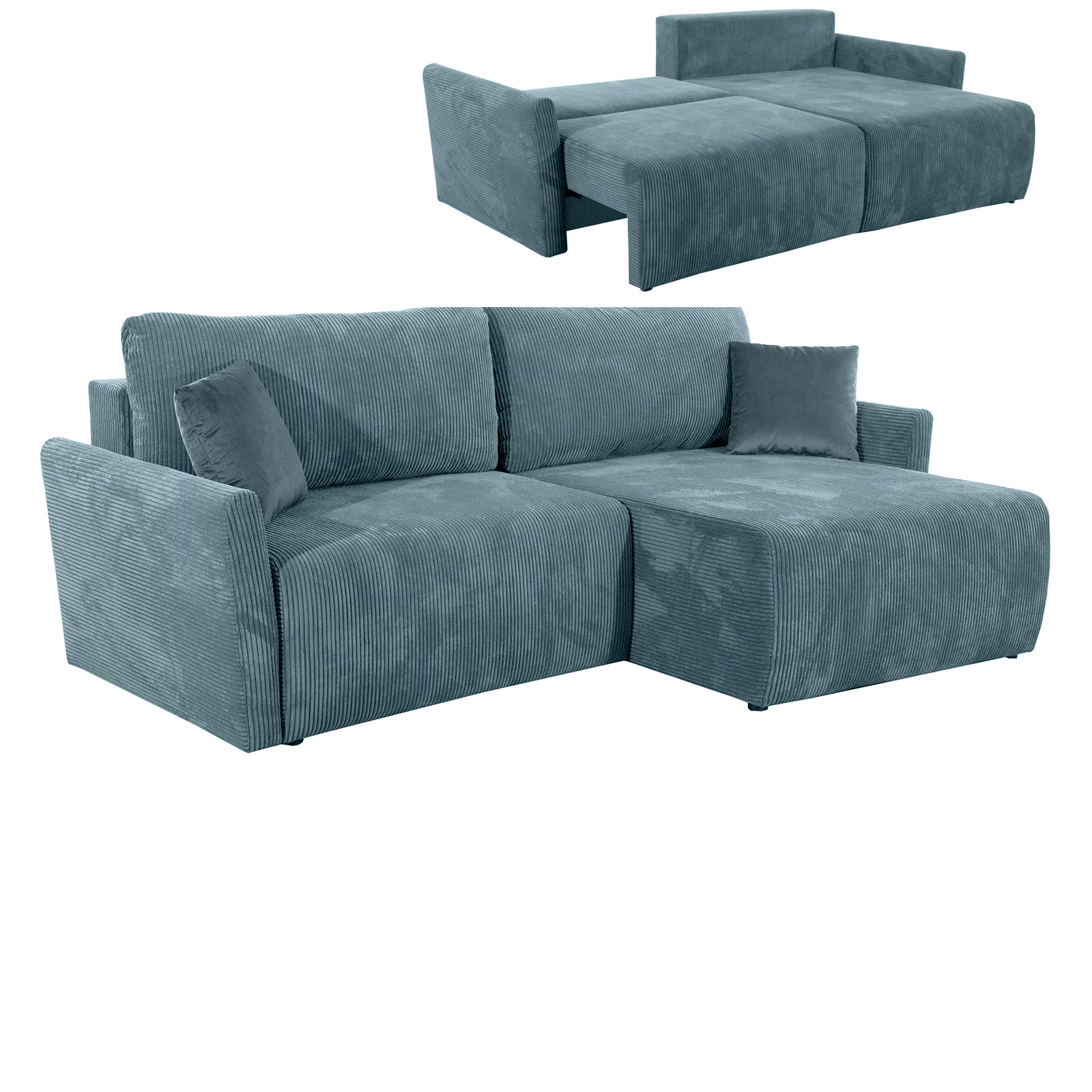 Ecksofa - mint - Liegefunktion und Bettkasten