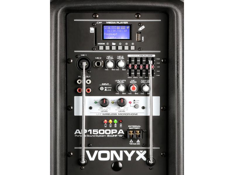 Vonyx PA-System AP1500PA Mobiles Soundsystem mit Bluetooth und Funkmikrofon