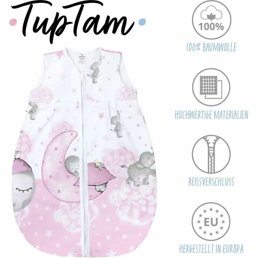 TupTam Baby Sommer Schlafsack Ärmellos Unwattiert grauweiß