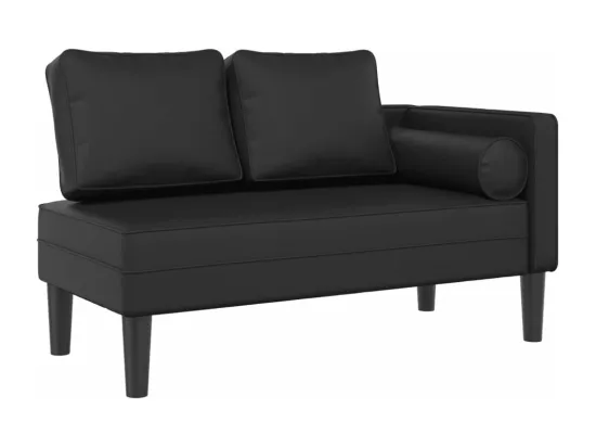 Prolenta Premium - Chaise longue avec coussins noir similicuir