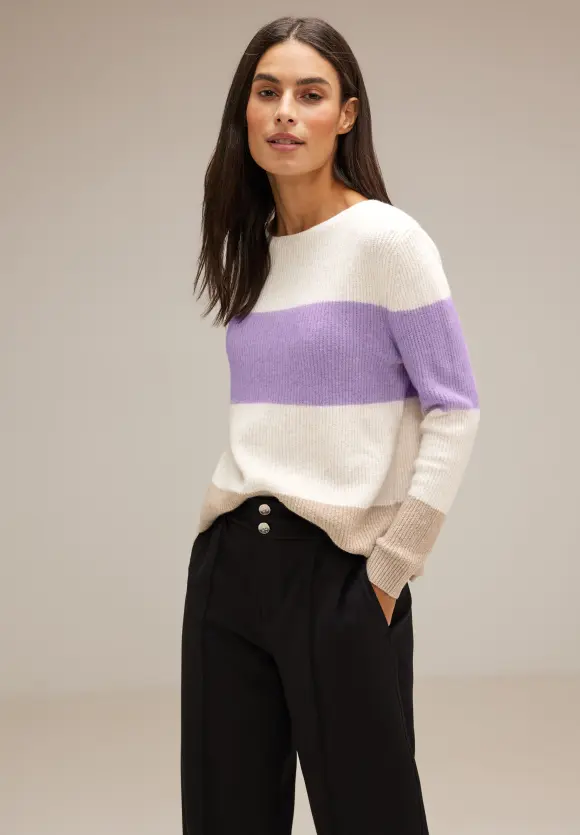 Blockstreifen Pullover - soft pure lilac melange
