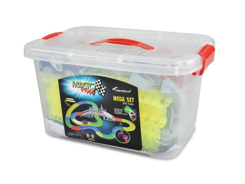 Amewi Magic Traxx Bahn Mega Set mit Brücke Schienenset mit Brücke und zwei Rennwagen