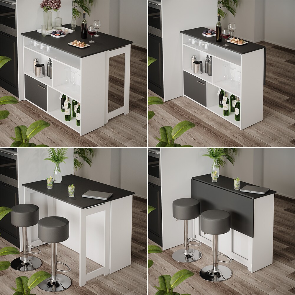 Vicco Bartisch Dominic Weiß Anthrazit 116 x 37 cm Esszimmer Küche offene Fächer Tür