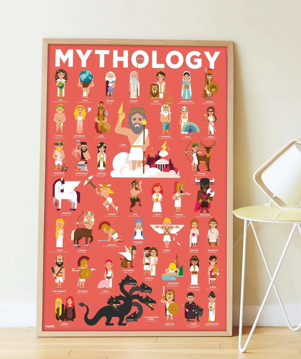 POPPIKLE POSTER AVEC 38 STICKERS MYTHOLOGIE - 7-12 ANS