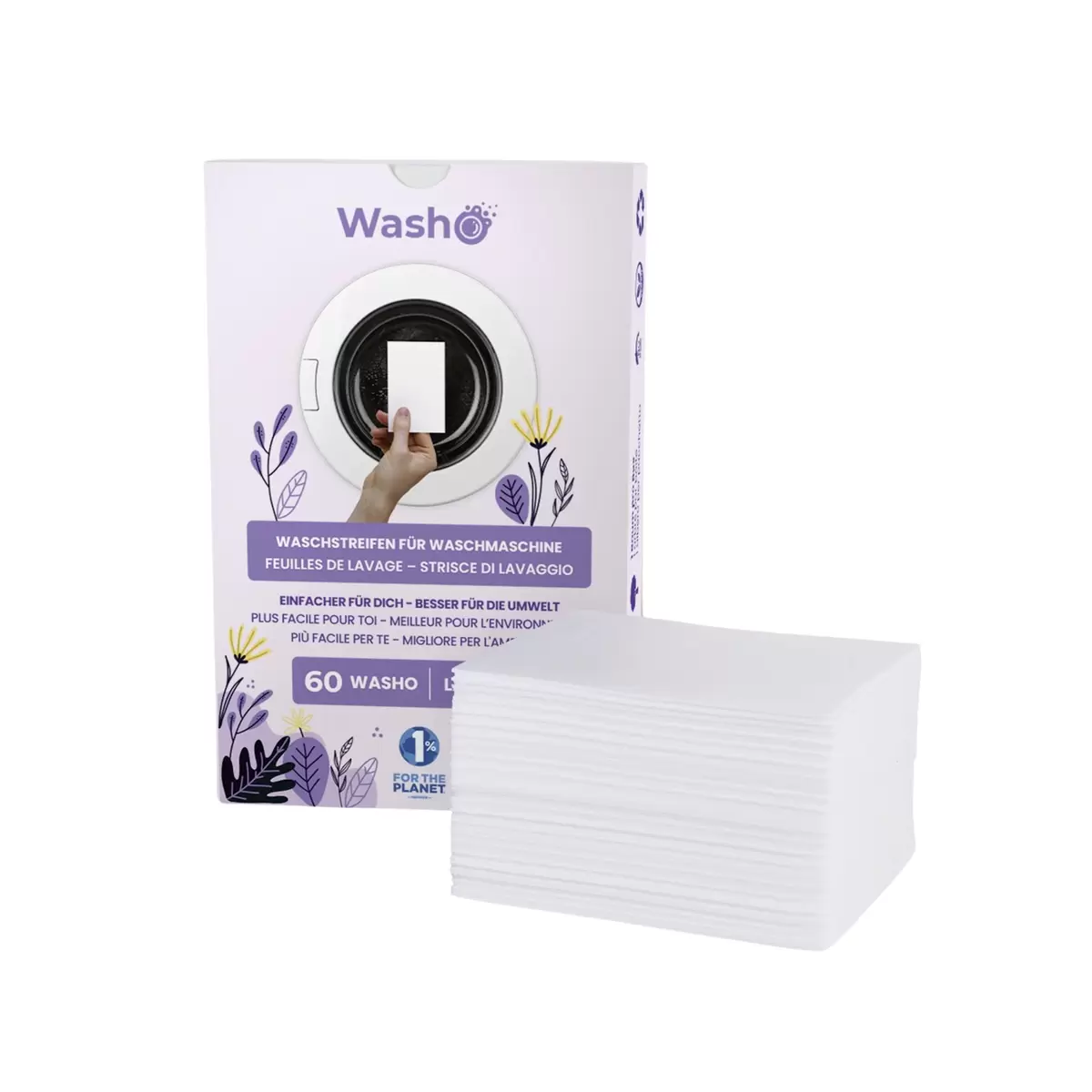 Waschstreifen Lavendel 3er Washo weiss