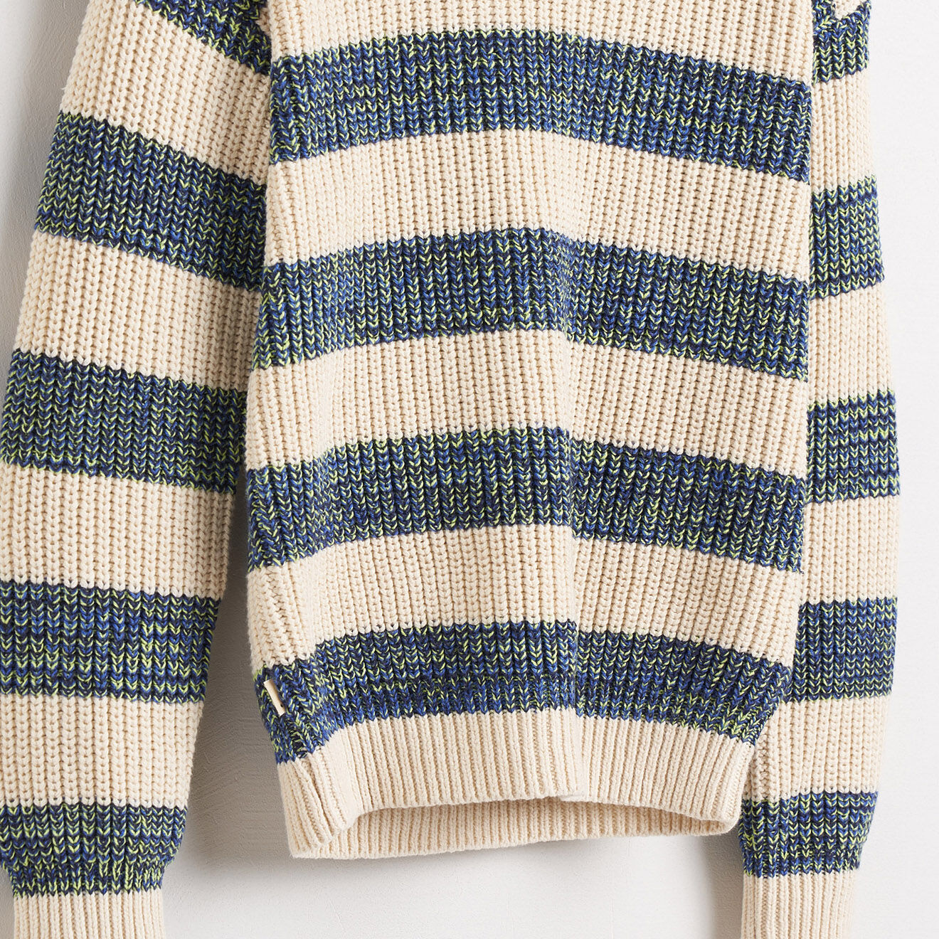 Bellerose Pull en Maille de coton mélangé Geldor rayé beige/gris