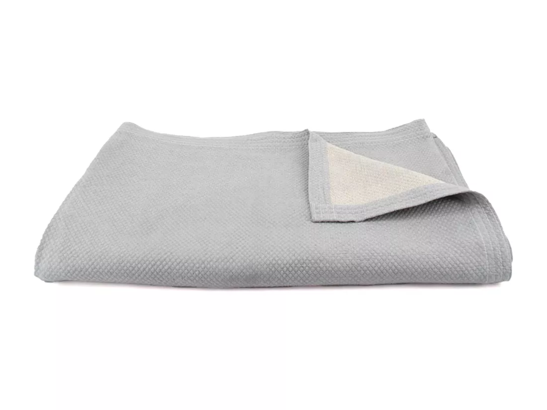 Dessus de lit Jacquard 180x250 cm PERIGORD piqué coton gris perle