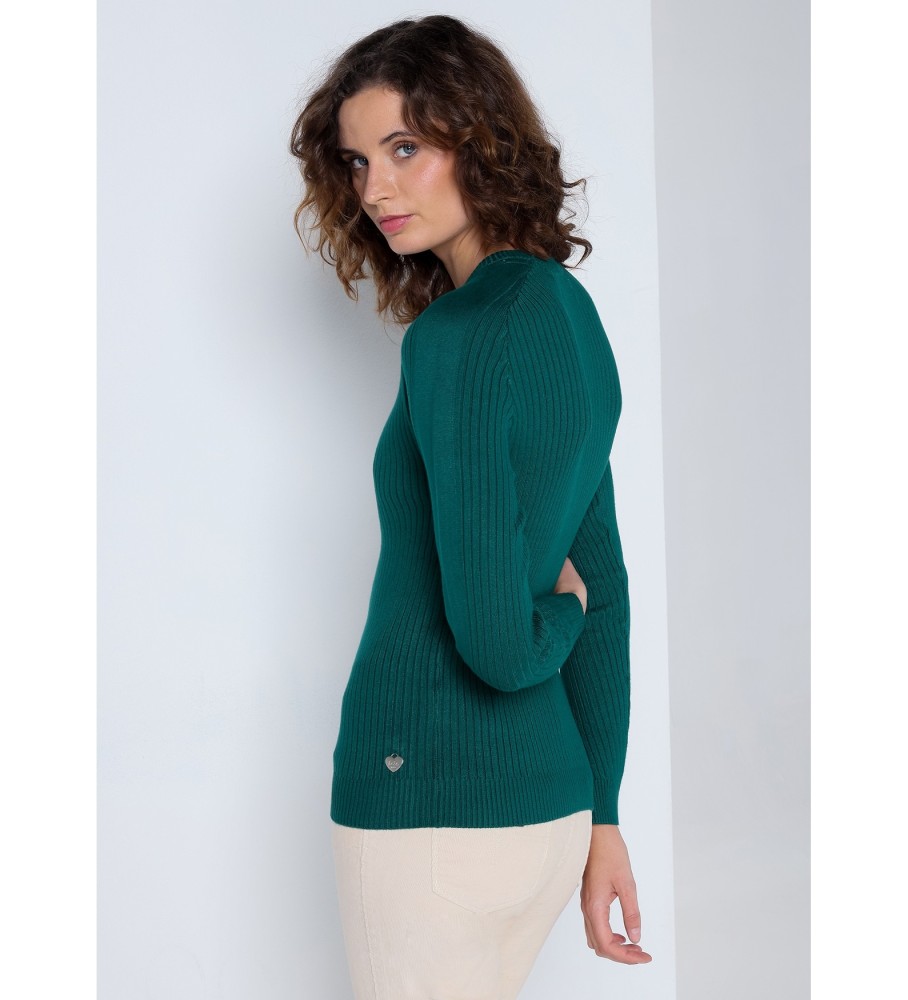 Lois Calça de Malha Canelada Ajustada Verde