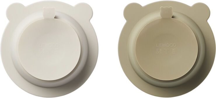 Liewood Peony suction bowl 2-pack Sandy / oat mix