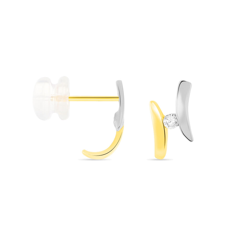 Boucles D'oreilles Pendantes Ascagne Or Bicolore Oxyde De Zirconium
