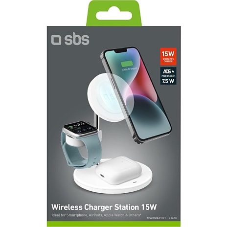 SBS 3-i-1 trådløs opladerstation med MagSafe