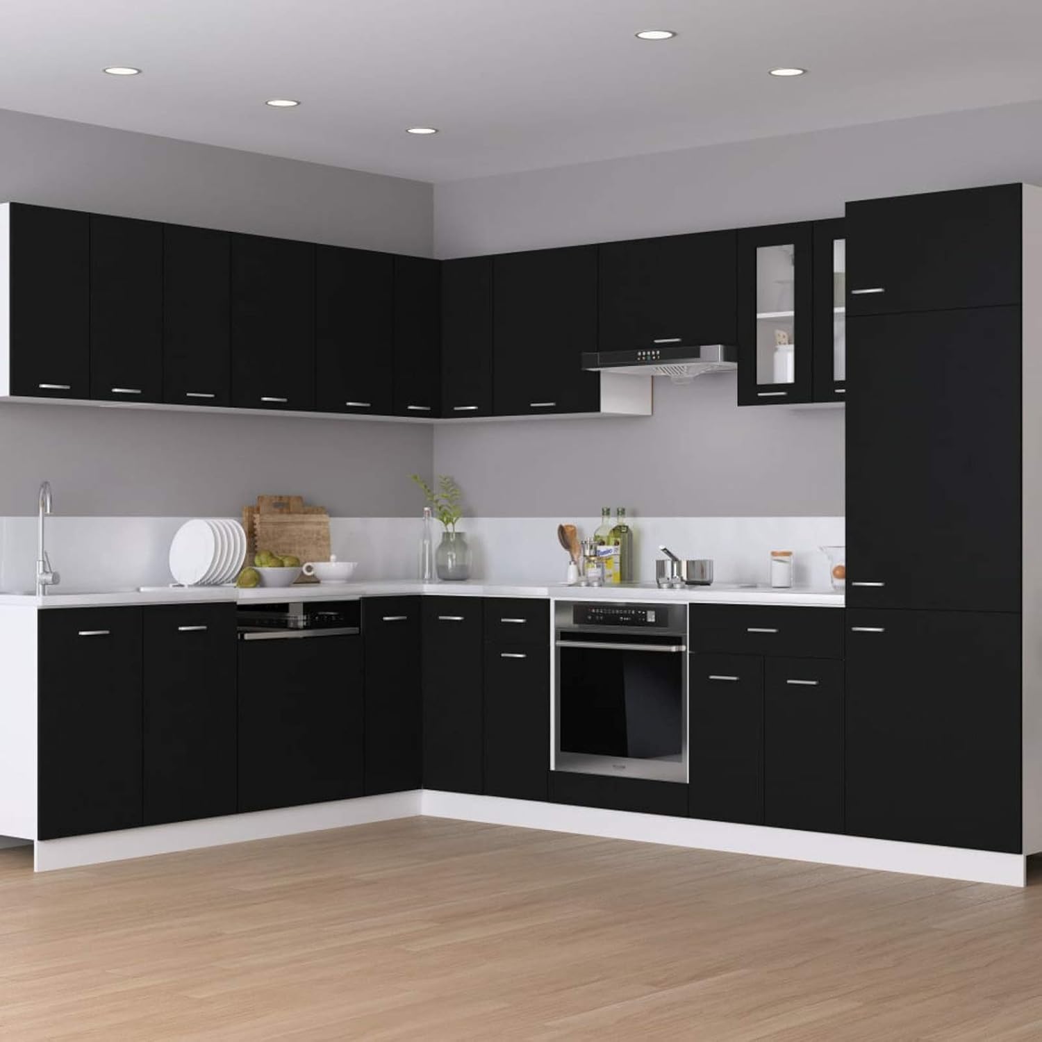 Tidyard Küchenschrank Aufbewahrungsschrank Ofenschrank Mit 3 Türen Backofenschrank Herdschrank Küchenzeile Küchenmöbel Unterschrank Backofen Schrank 60x46x81,5cm Mit 4 Regalböden,Spanplatte