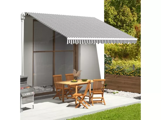 Tissu de remplacement pour auvent Anthracite et blanc 4,5x3,5 m