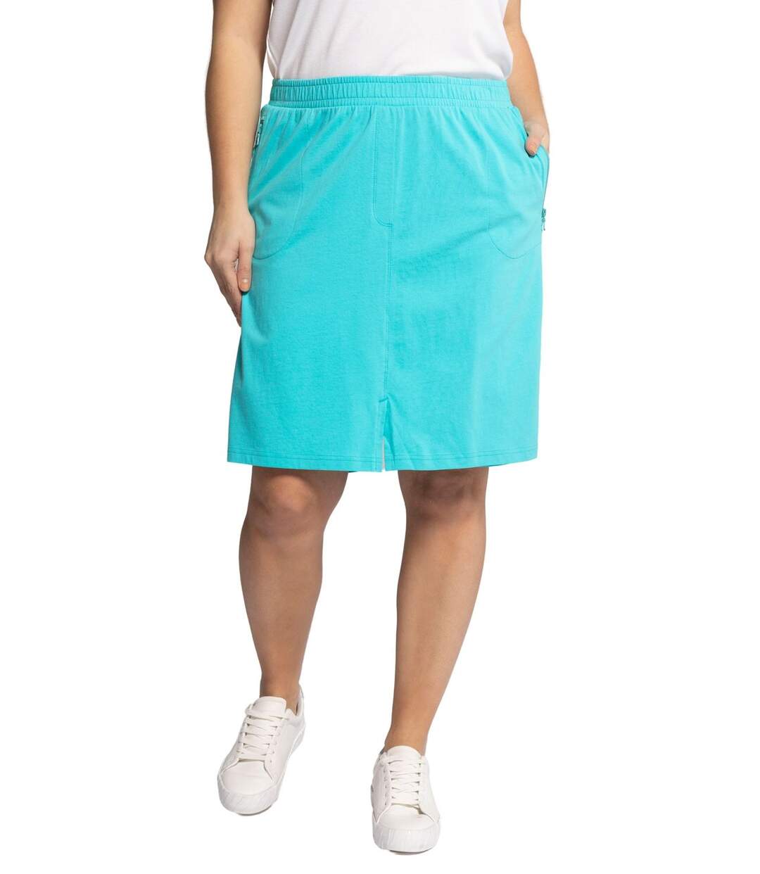 ULLA POPKEN Jupe-culotte Jersey Taille élastique Poches zippées pétrole clair