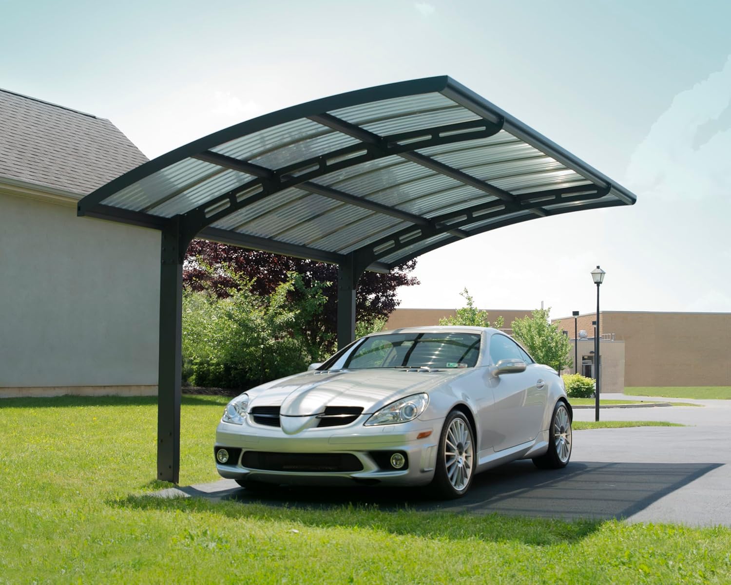 Canopia by Palram Carport Bausatz Arizona Wave 495 x 289cm Einzelcarport Polycarbonat in Anthrazit für PKW aus rostfreiem Aluminium
