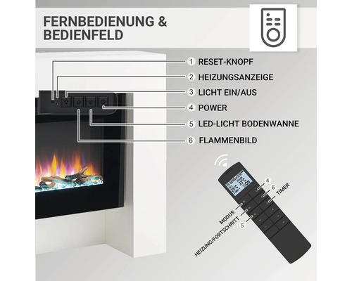 Elektrische haard Balderia 141x88 cm 2000 Watt incl. afstandsbediening
