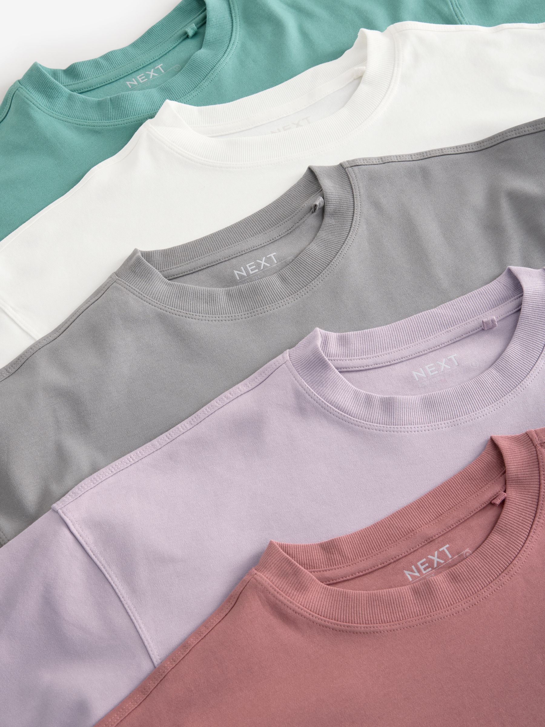Multi - Verpakking van 5 100% katoenen boxy T-shirts met korte mouwen