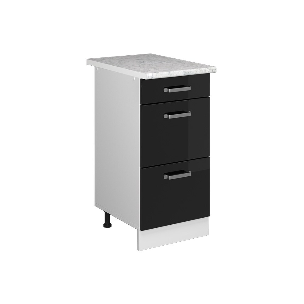 Vicco Schubladenunterschrank Küchenschrank R-Line Solid Weiß Schwarz 40 cm modern Arbeitsplatte