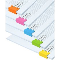 Pinces double clip 32 mm couleurs assorties - Boite de 10