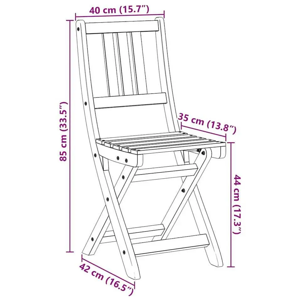 vidaXL - Tuinstoel - Bruin - Massief acaciahout - 36 x 46 x 86cm