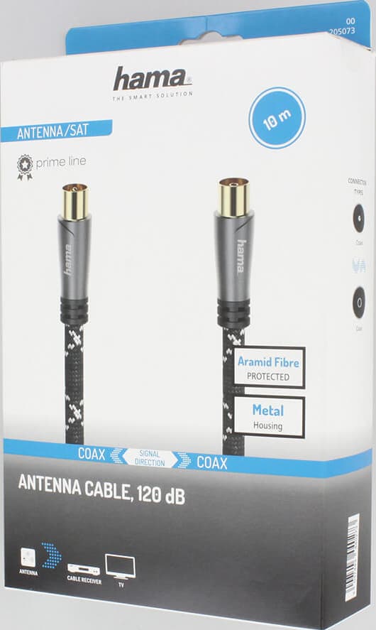 Hama 120 dB antennekabel (sort/gråt, 10 m)