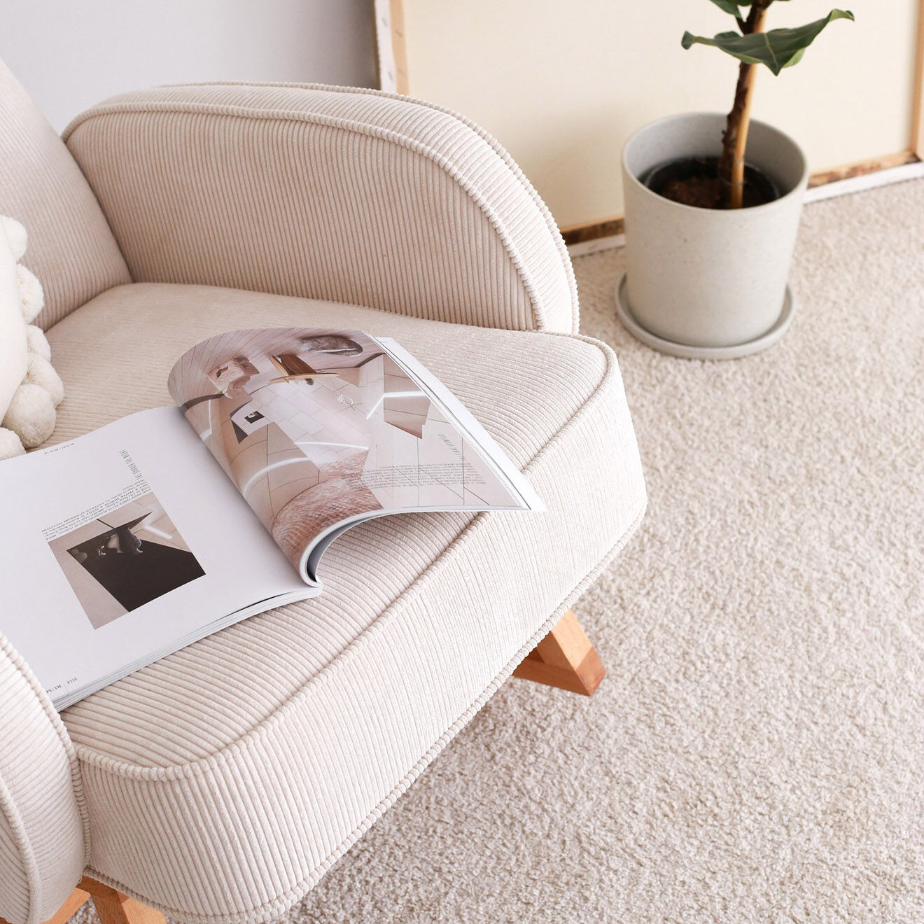 Atelier del Sofa Fauteuil à bascyle Yoko blanc - 75x91x91 cm