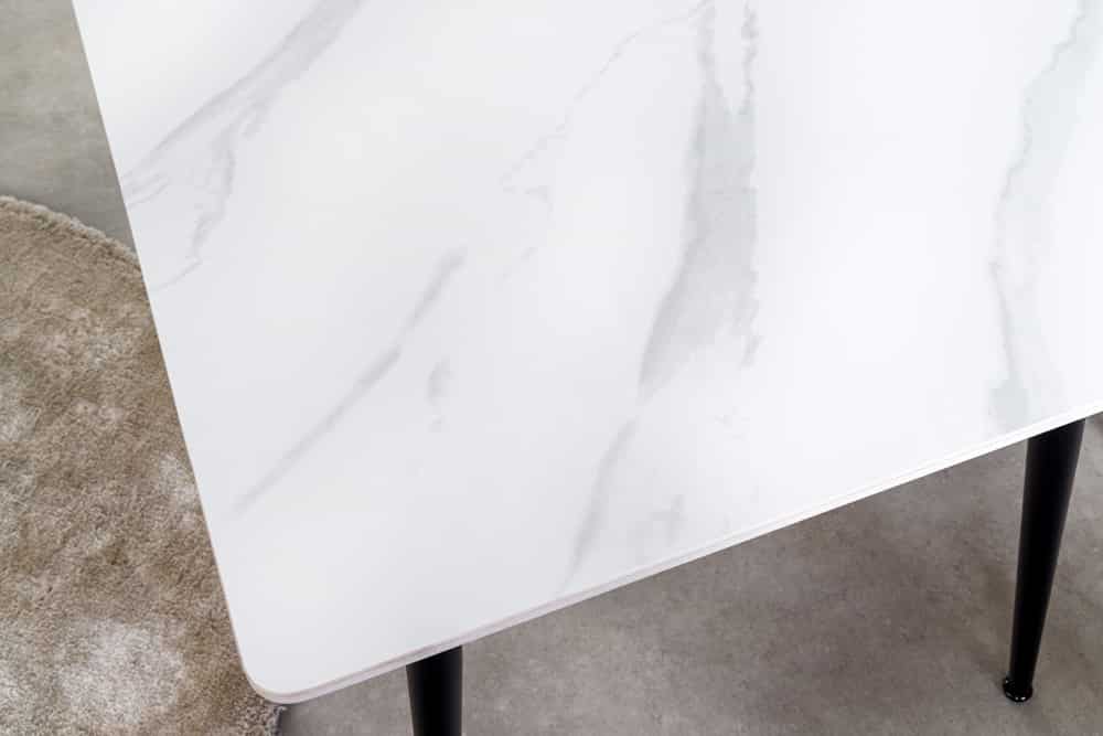 Moderner Esstisch MILANO 120cm weiß Keramik schwarze Metallbeine
