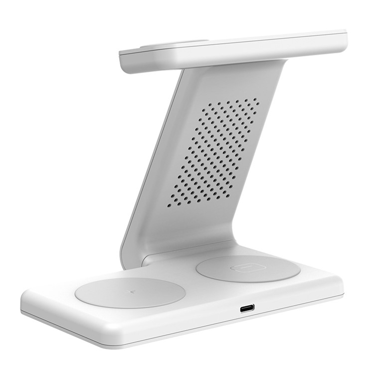 (15W) 4in1 Ladegerät Qi Wireless Charger Ladestation für Smartphones / Apple Airpods / Galaxy Buds / Galaxy Watch - Weiss