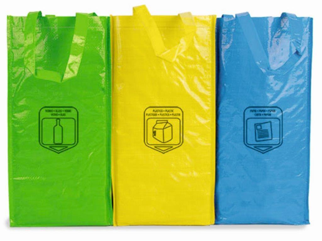 CONJUNTO 3 SACOS RECICLAGEM 23X45X23CM
