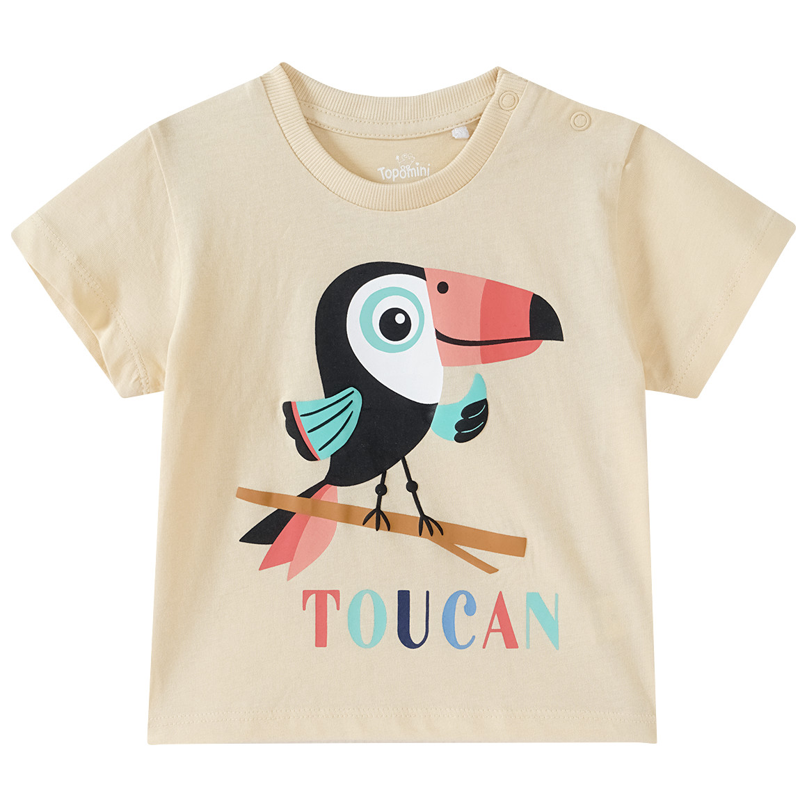 Topomini Baby T-Shirt mit Tukan-Motiv beige