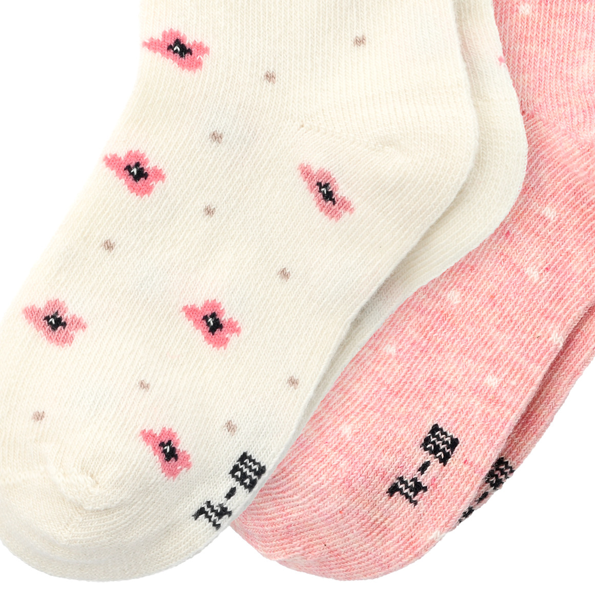 Topomini Pure Collection 2 Paar Baby Socken im Doppelpack weiss / rosa