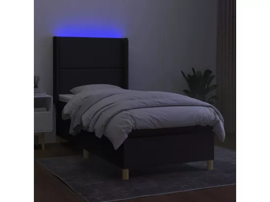 Sommier tapissier avec matelas et LED Noir 90x190 cm Tissu