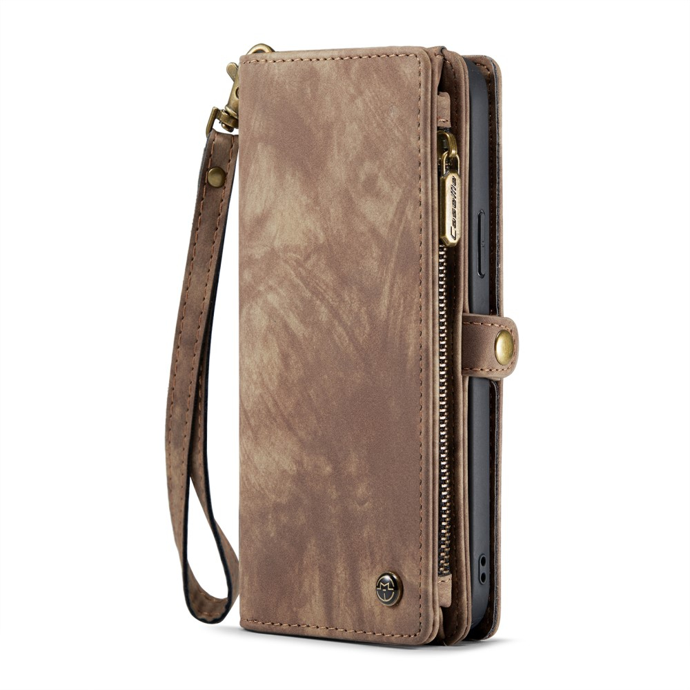 iPhone 16 Pro 2in1 Leder Tasche   Magnet Hardcase Karten Etui - Braun