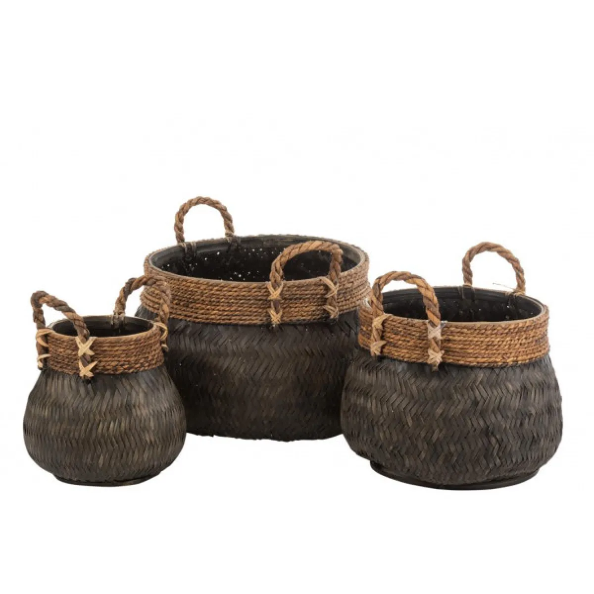 Dansmamaison Set de 3 Paniers Bambou Noir