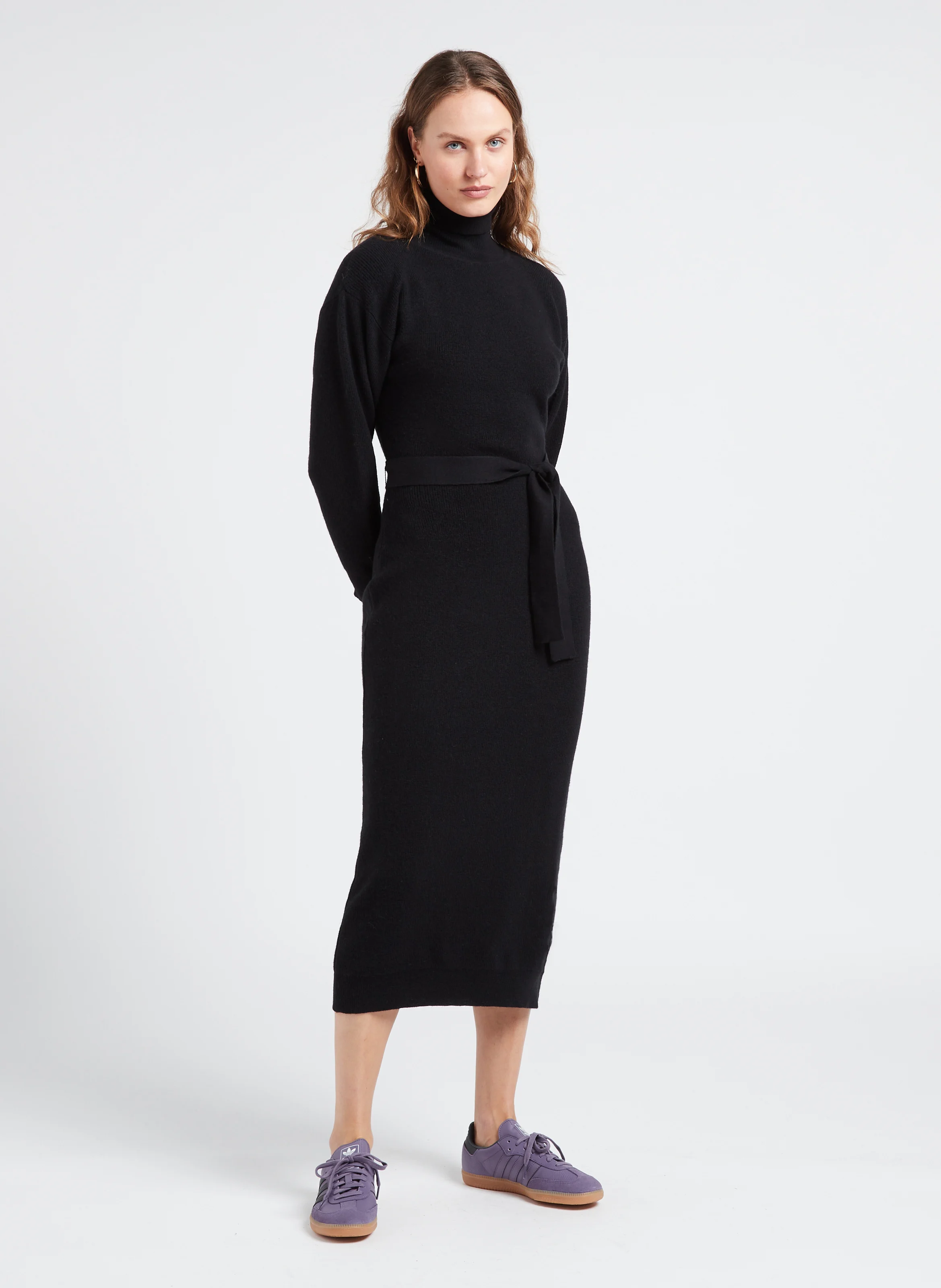 HART - Robe longue col roulé en laine et en cachemire mélangés | Noir