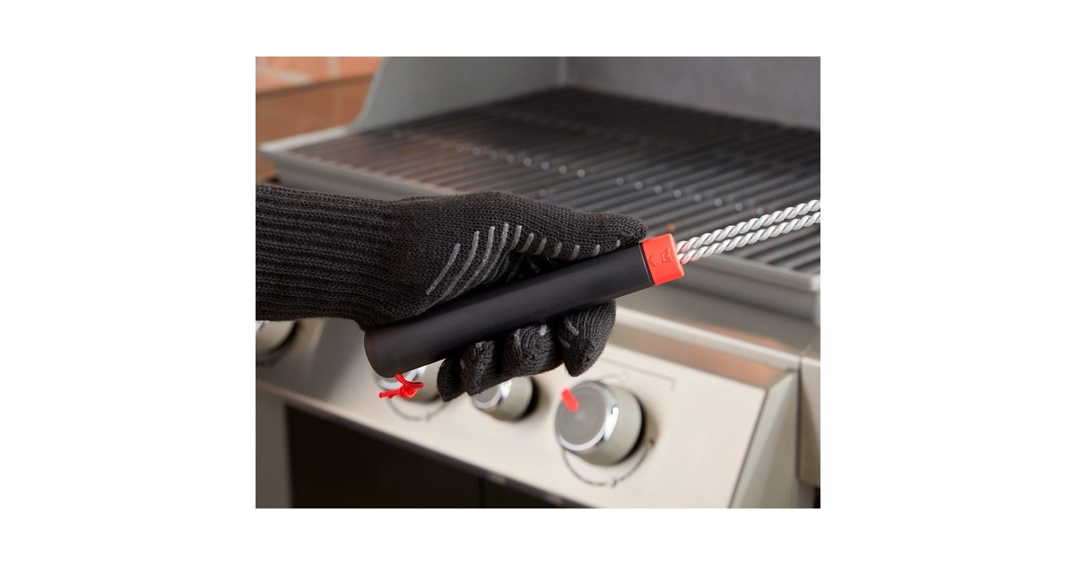 WeberDriezijdige reinigingsborstel grillreinigingsborstel  (Zwart/rood, 45 cm)