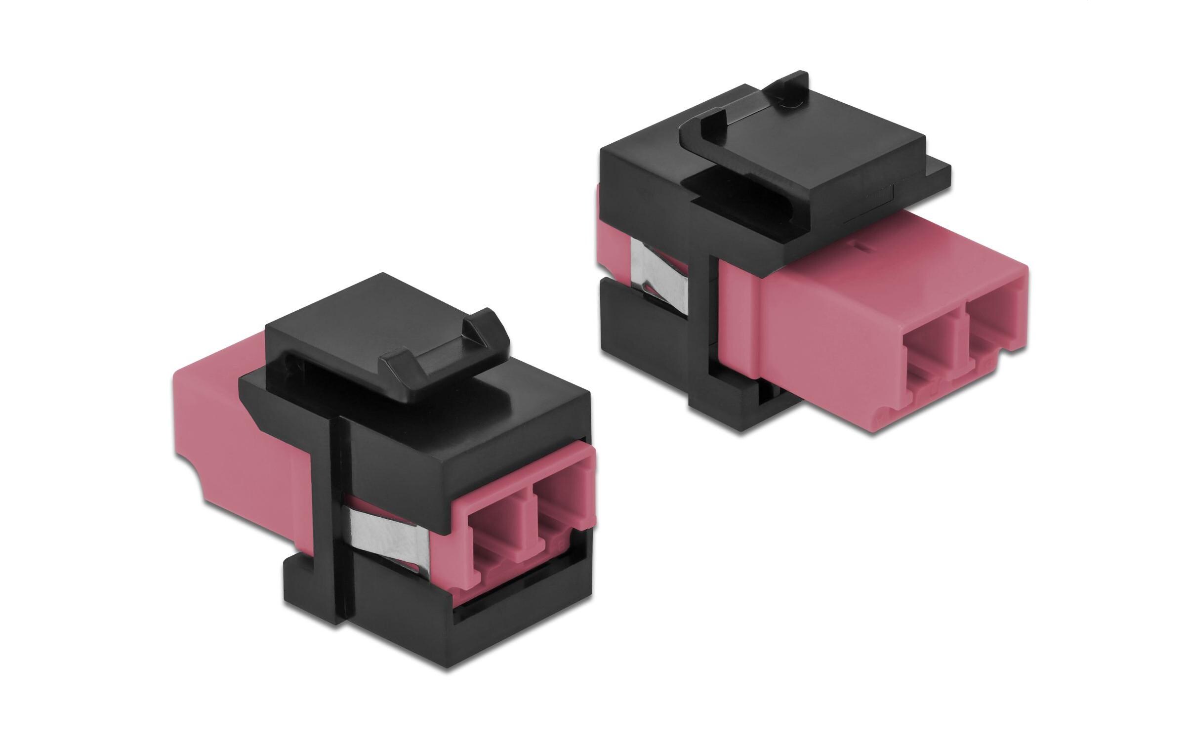 Keystone-Modul LC Buchse zu LC Buchse Violett / SchwarzDelock Keystone Modul LC Duplex Buchse zu LC Duplex Buchse violett / schwarz