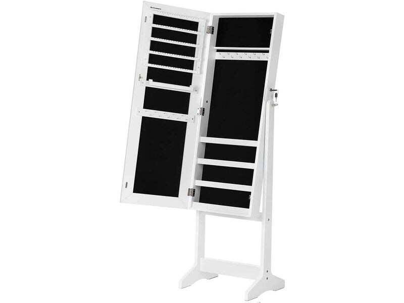 Songmics Schmuckschrank 41,1 x 36,5 x 151.5 cm Standspiegel mit Stauraum für Schmuck