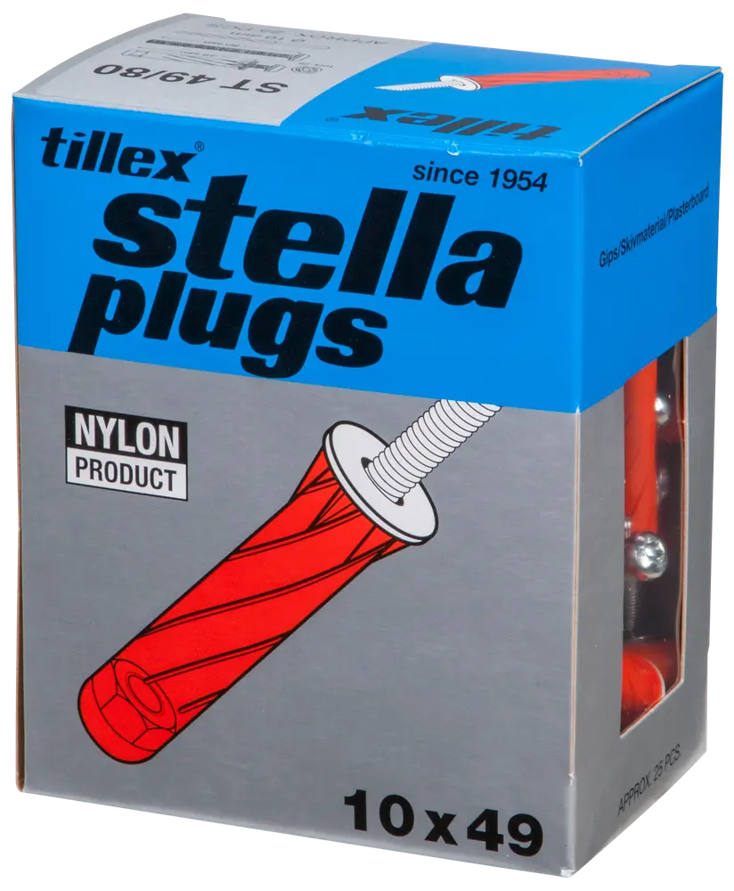Tillex Plugs pan 5 x 80 mm - rød 25-pak