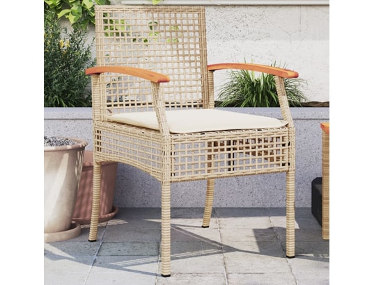 VIDAXL - Chaises de jardin coussins lot de 2 beige résine tressée aca...