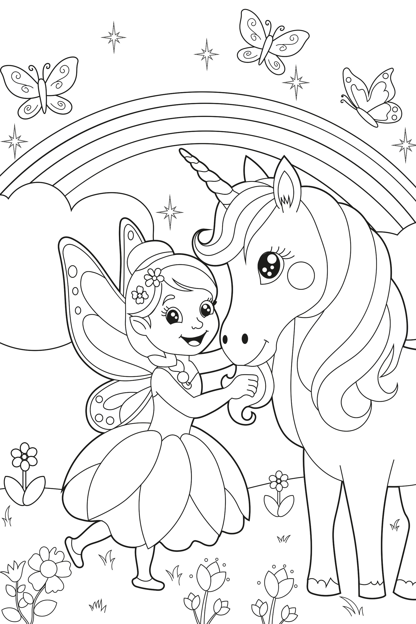 queence Bild »Fee und Einhorn« Blumen | Blumenbilder | Blätter | Blätterbilder | Einhorn | Feen | Felder | Figuren | Mädchen | Märchen | Märchenbilder | Regenbogen | Reitbilder | Wichtel | klassische Fantasie 1 Stk. tlg. DIY Wandbild aus Dibond