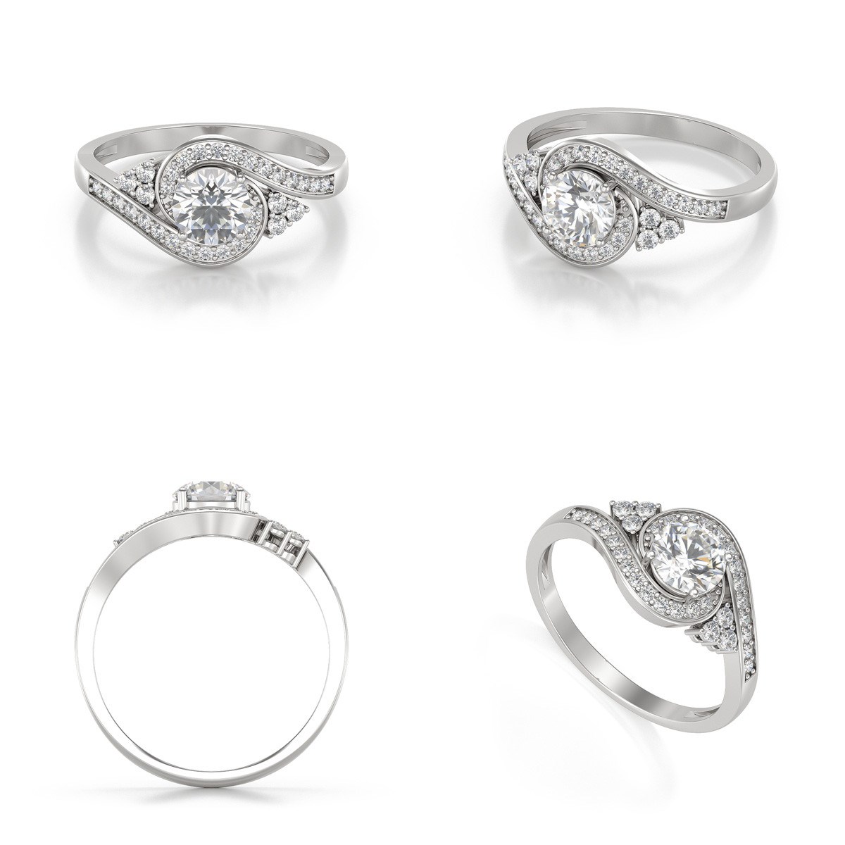 Bague ADEN Or Blanc Moissanite et Diamants 2.702grs