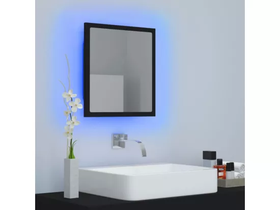 Miroir à LED de salle de bain Noir 40x8,5x37 cm Acrylique
