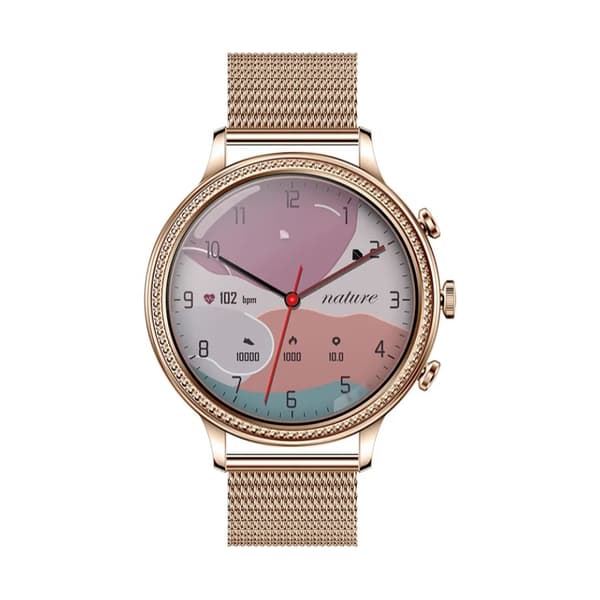 Vanntett elegant Smarwatch for kvinner med to stropper-Helsefunksjoner - Gull