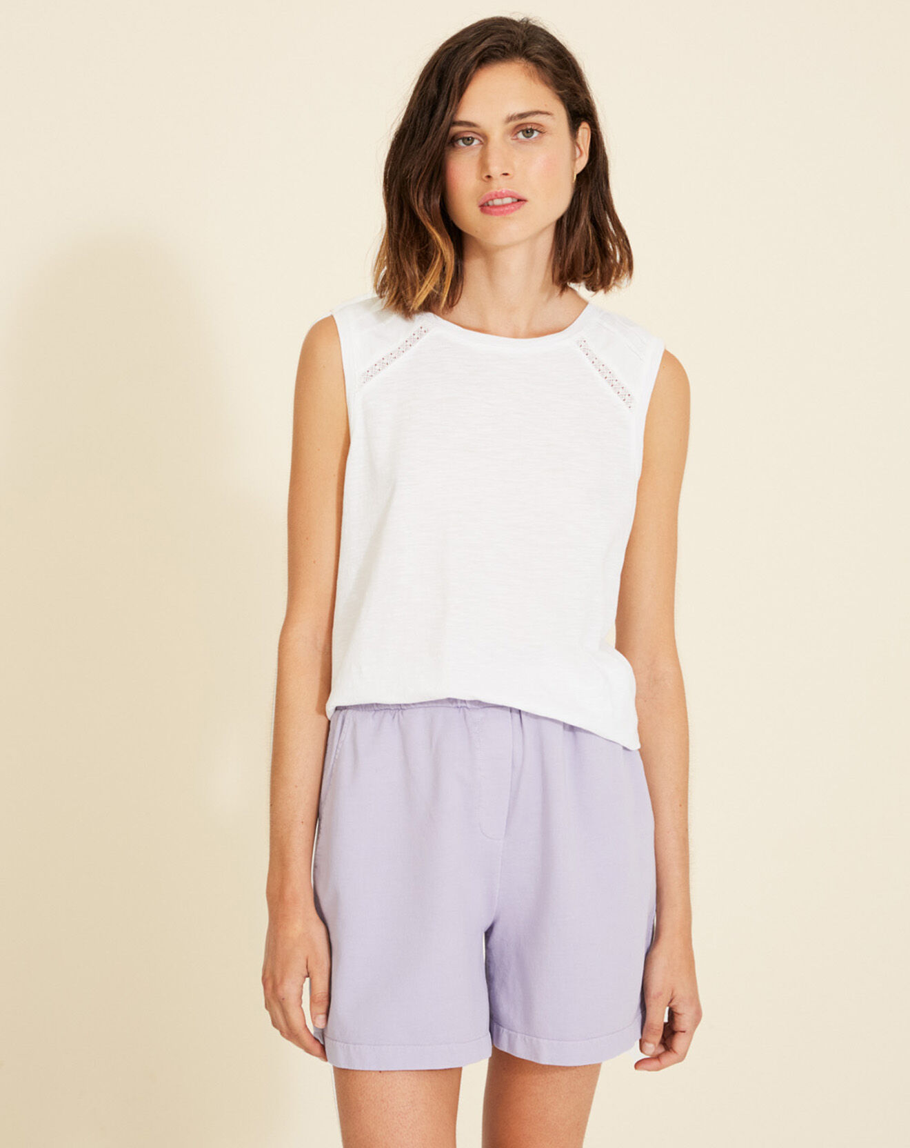 Yerse Top 100% Coton Bio Laurie blanc