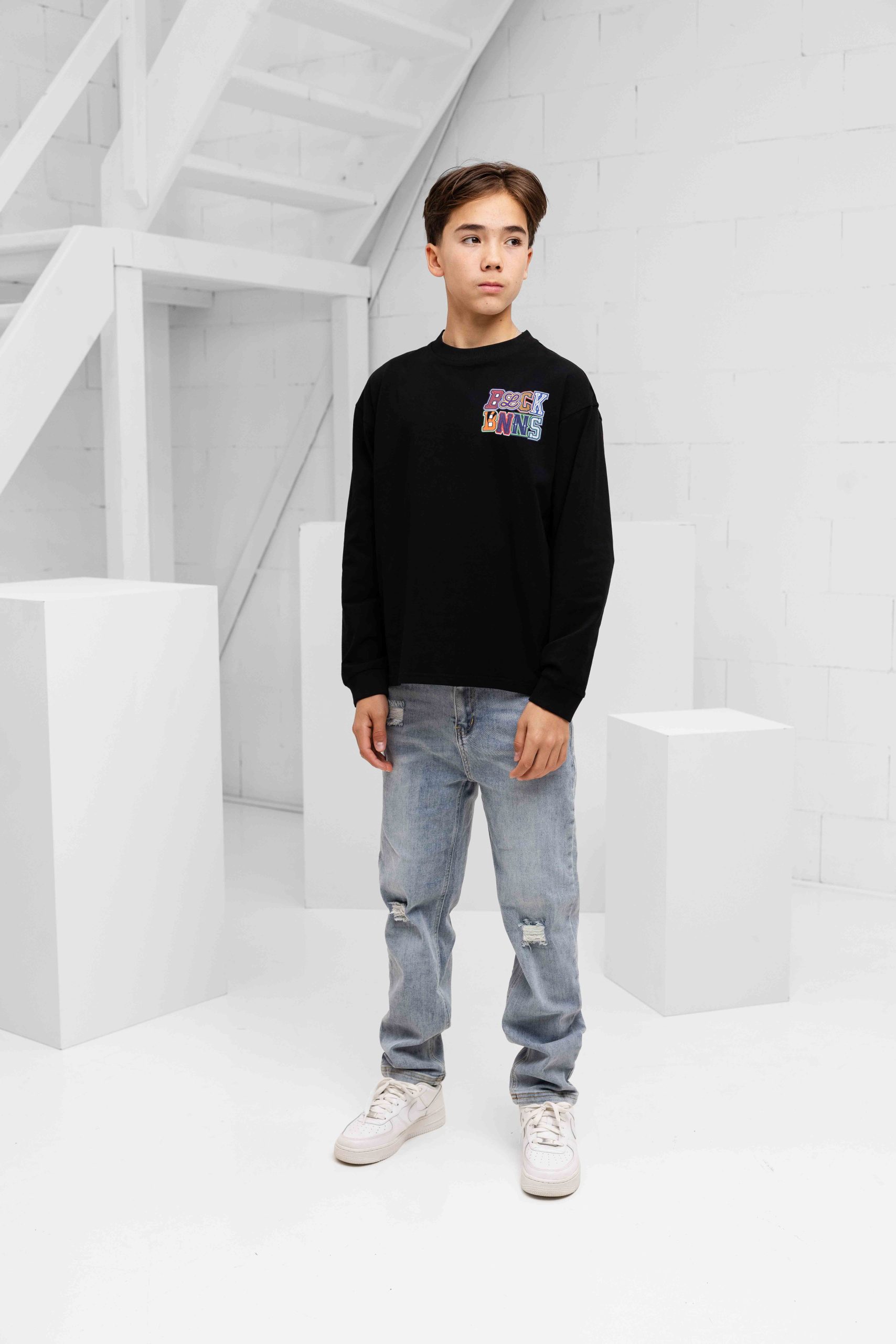 Black Bananas Dribble Longsleeve T-Shirt Kids Zwart