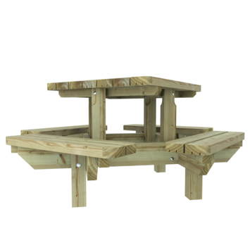 Kinder picknicktafel Julia grenen hout 120 x 120 x 64 cm